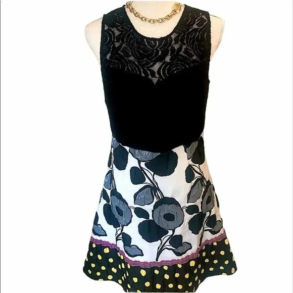 𝅺Katherine Barclay polkadot and lace mod dress size M - Picture 1 of 15